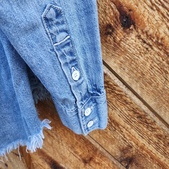 Lucky Brand Frayed Hem Button Up Shirt - Picture 5 of 5